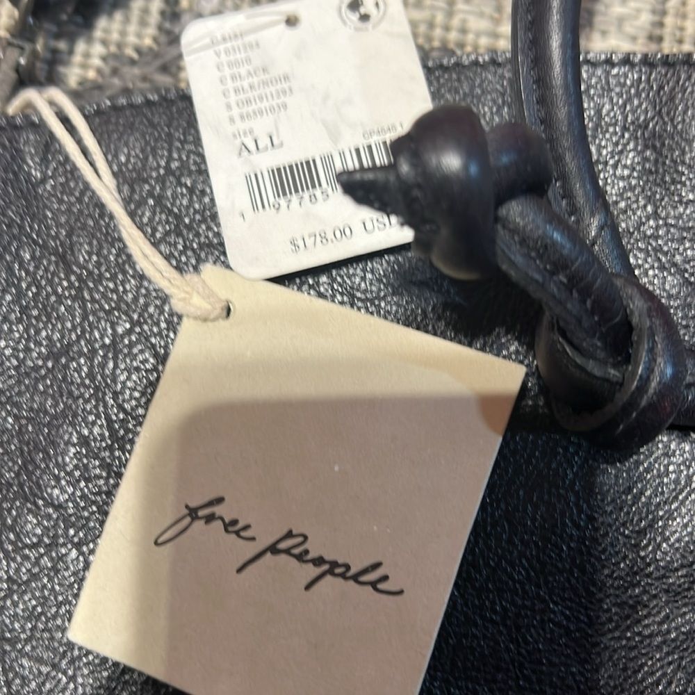 Free People Black Leather Drawstring Head Over Heels Tote - Picture 5 of 6